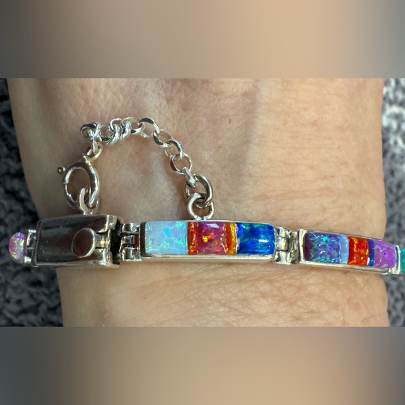 Calvin Begay Multicolor Sterling Silver Bracelet - Picture 3 of 6